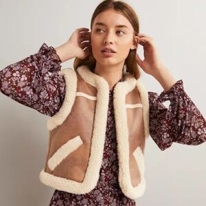 Boden Tan and Cream Shearling Vest
